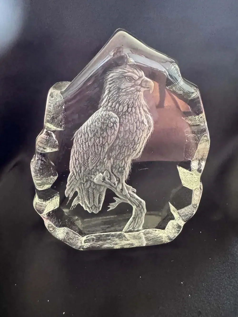 Mats Jonasson Signature Collection Perched Eagle Crystal Sculpture